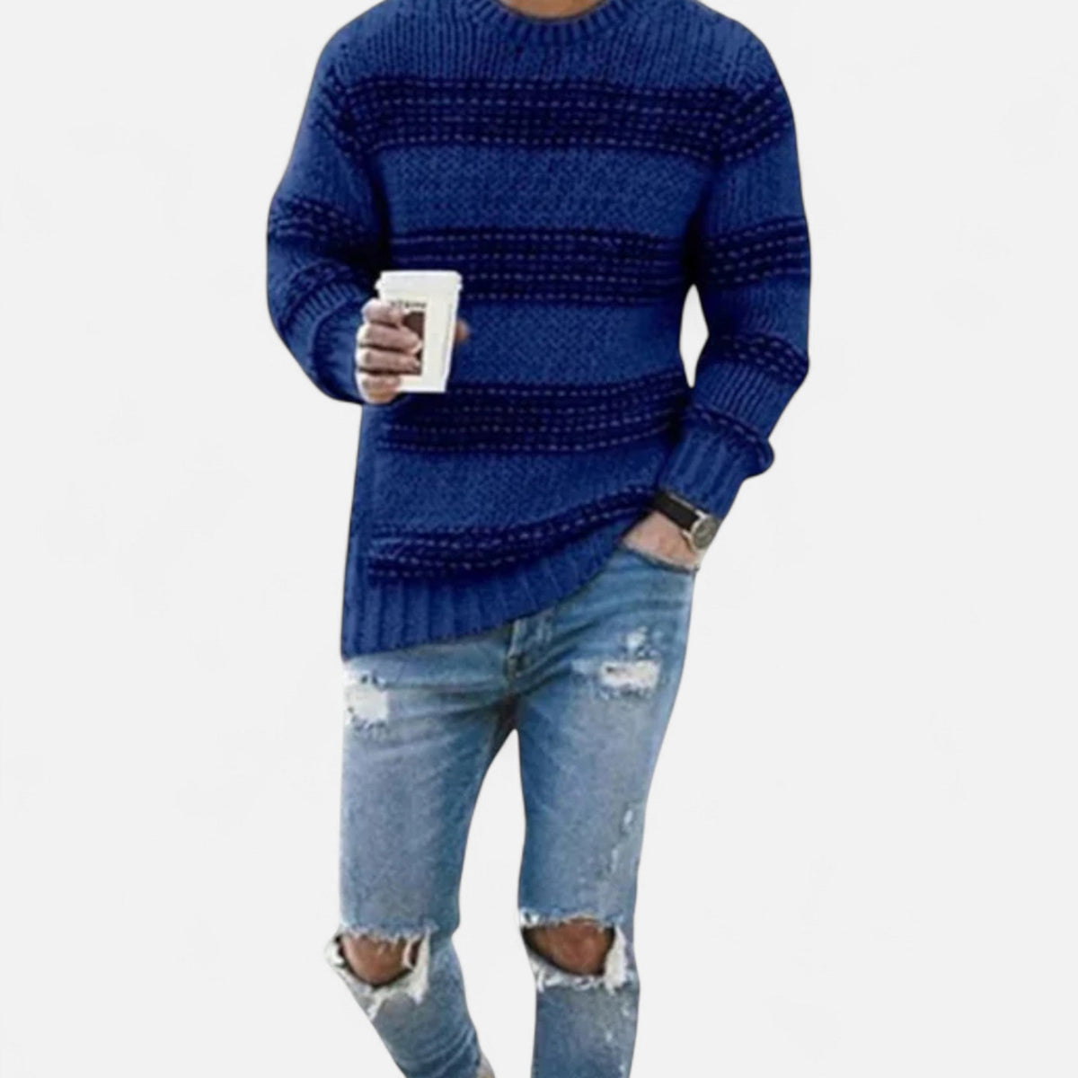 Men's Classic Mid-Weight Crewneck Winter Knit Pullover