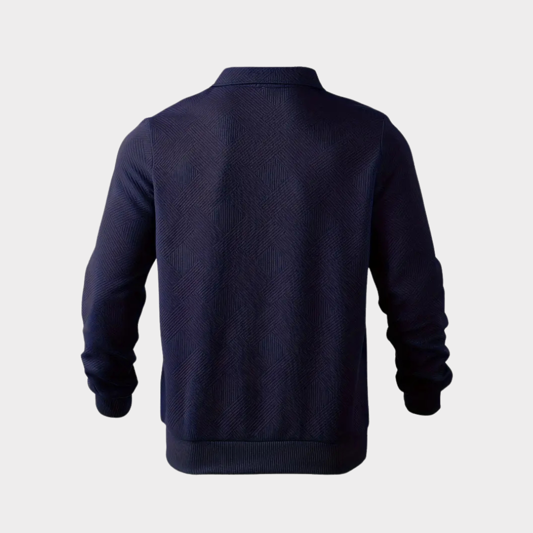 Men's Smart Casual Textured Half-Zip Pullover Top