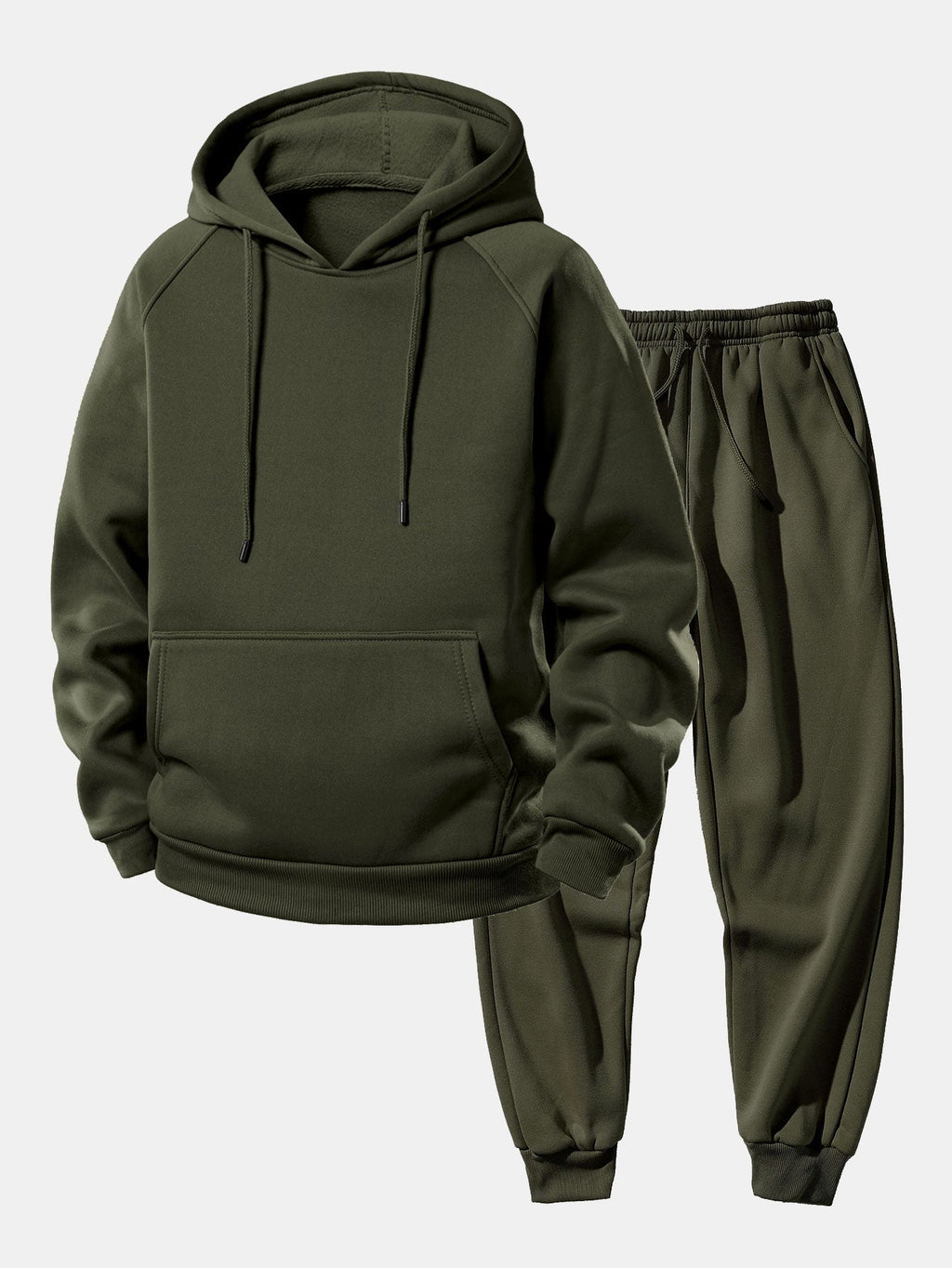 Men's Raglan Sleeve Drawstring Hoodie Jogger Tracksuit