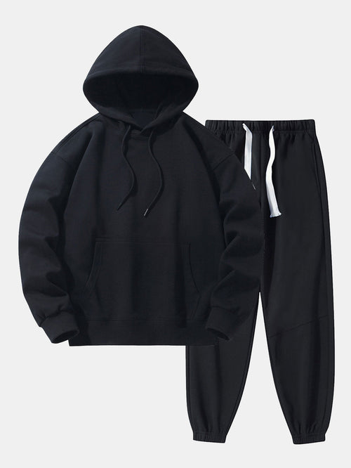Men's Heavyweight Drop Shoulder Hooded Sweatshirt Jogger Set