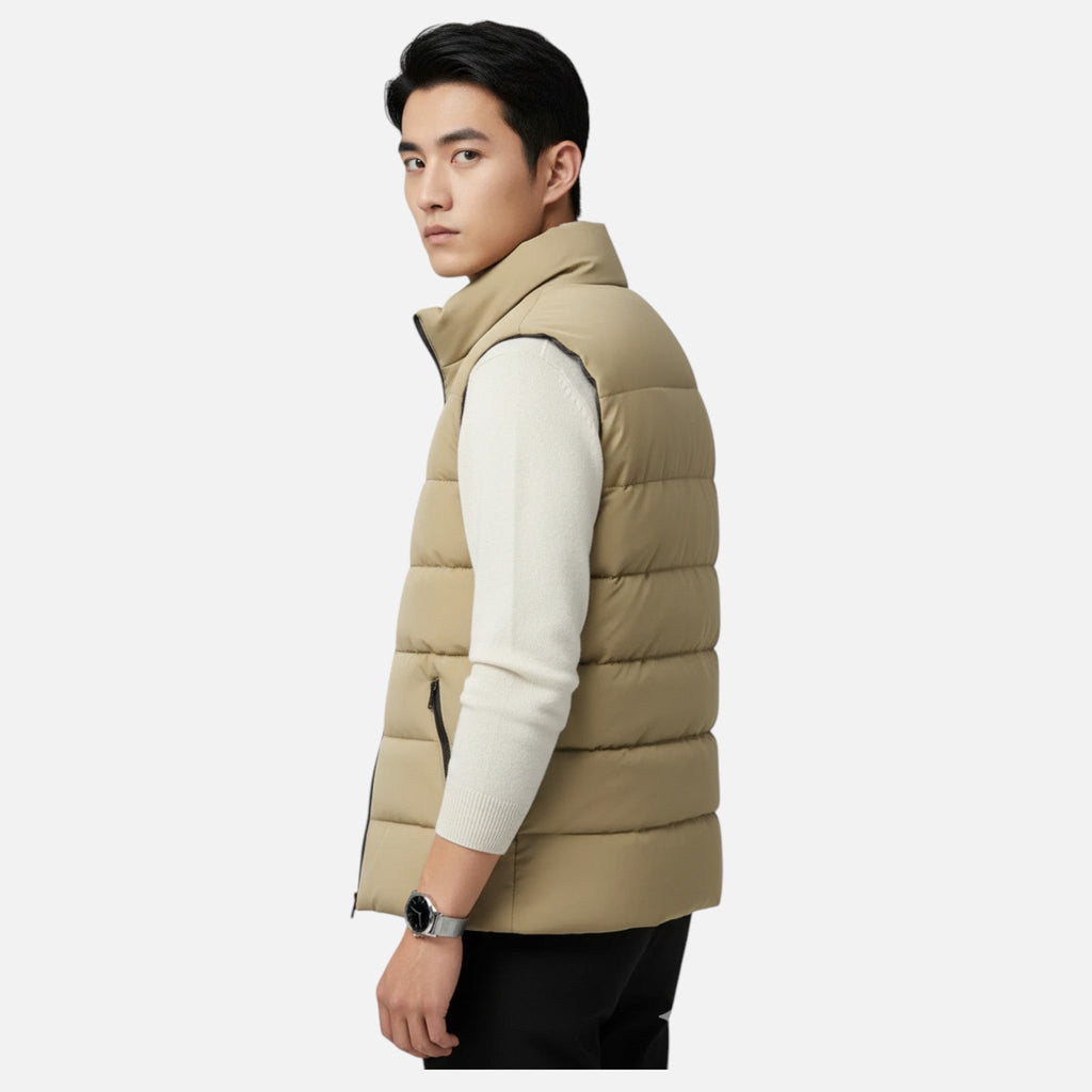 Men's Winter Padded Vest with Front Zip and Quilting