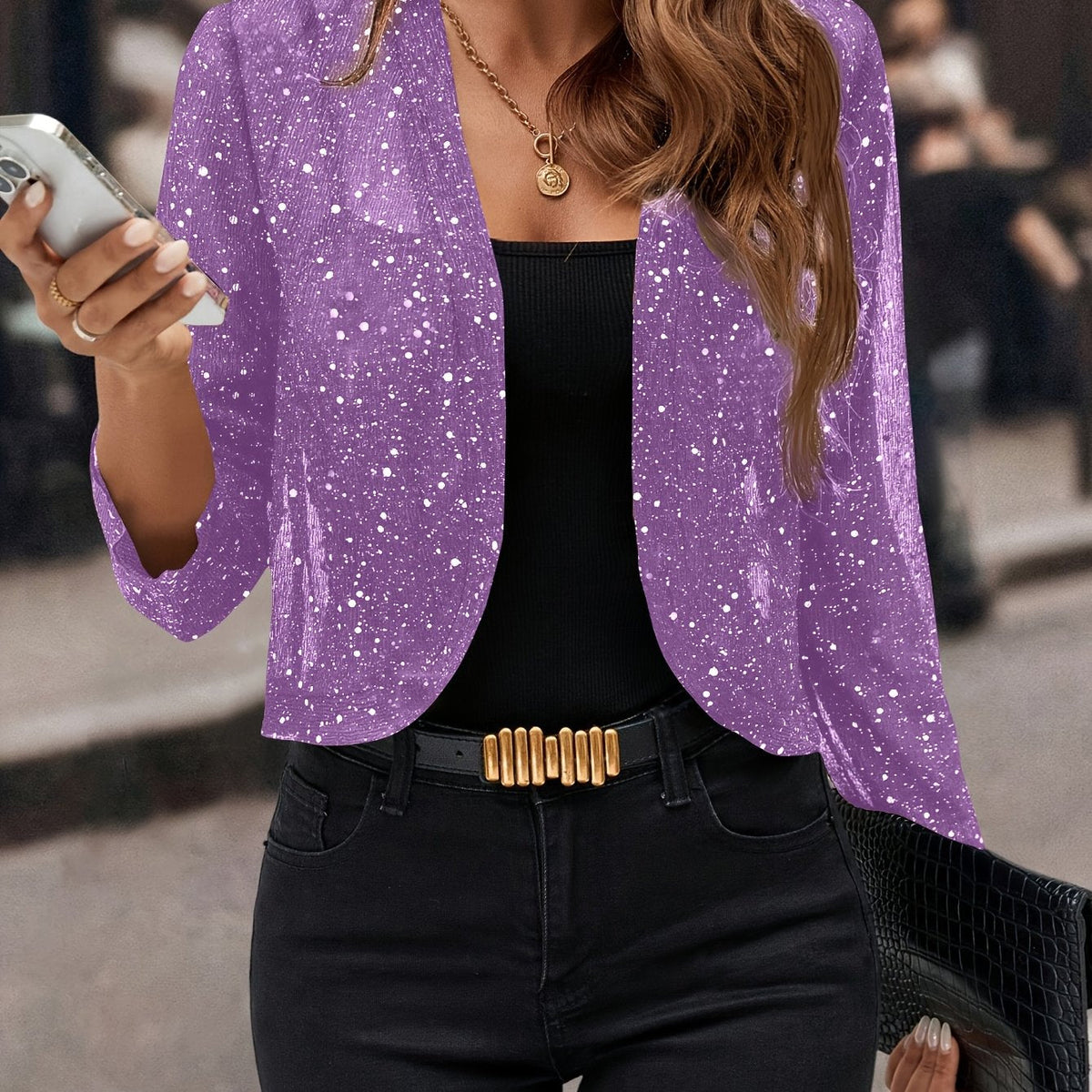 Women's Soft Shimmer Short Open Jacket