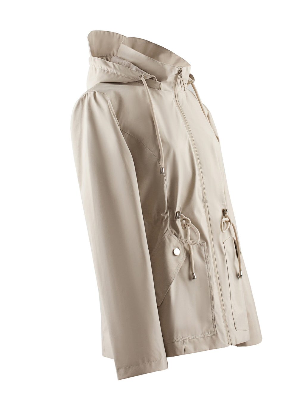 Women's Light Hooded Coat with Drawstring Waist