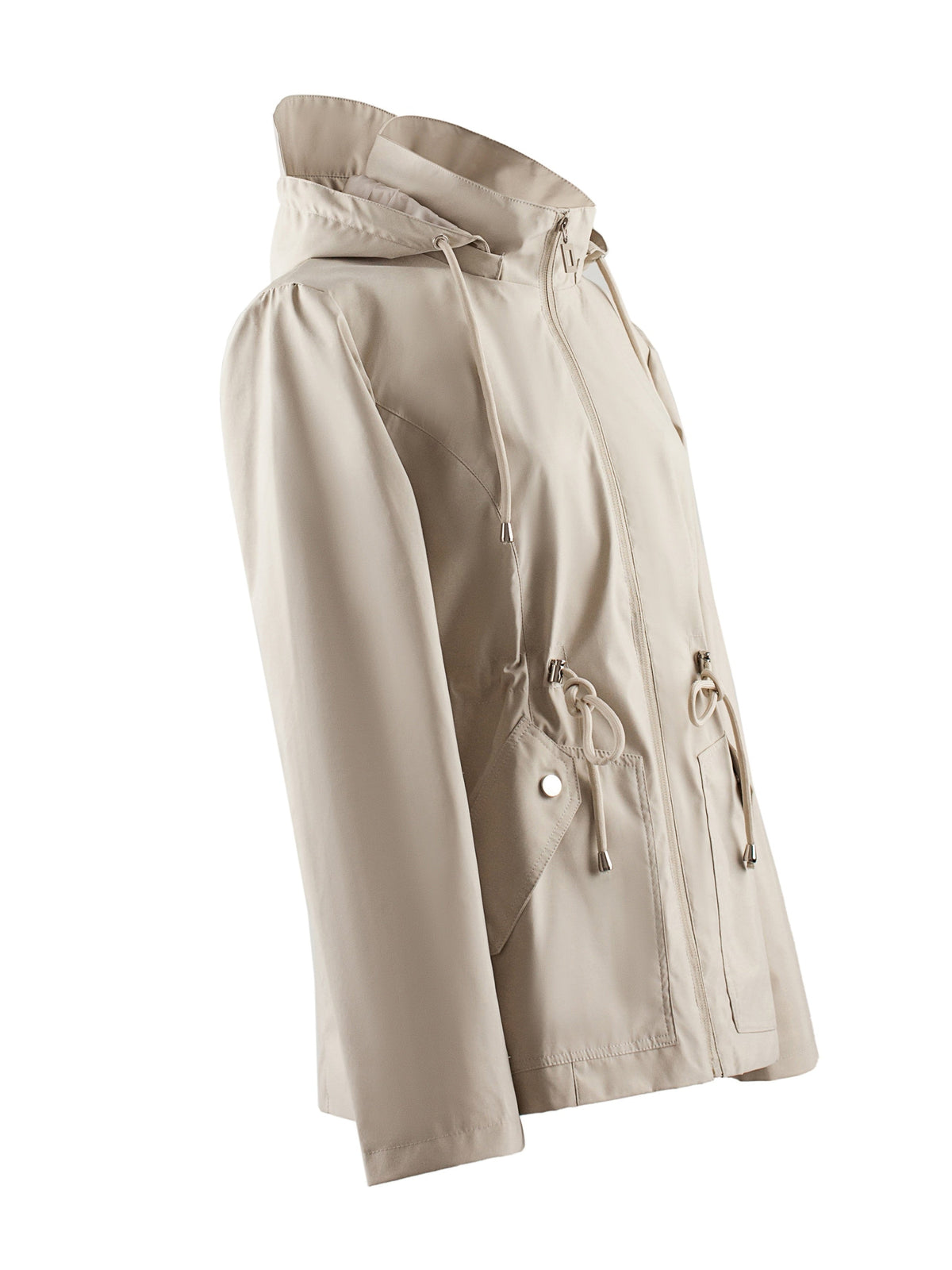 Women's Light Hooded Coat with Drawstring Waist