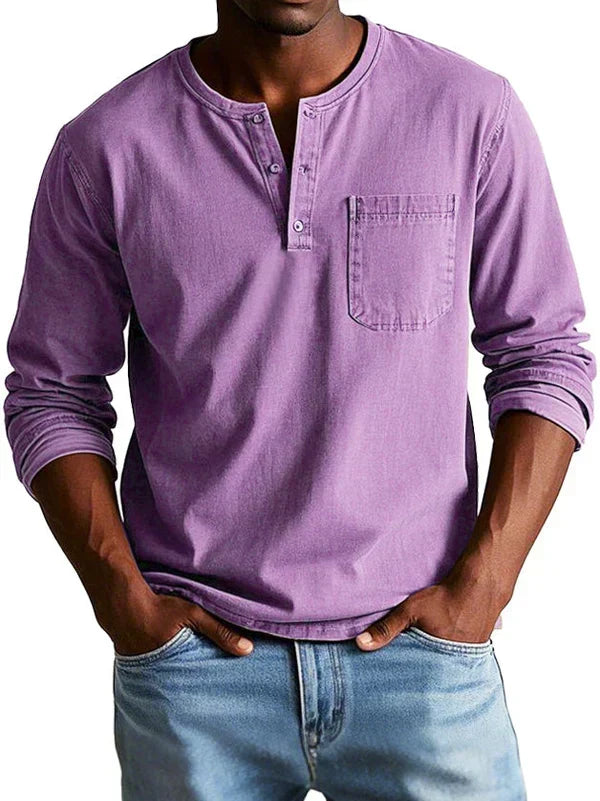 Men's Long Sleeve Casual Henley Layering Shirt