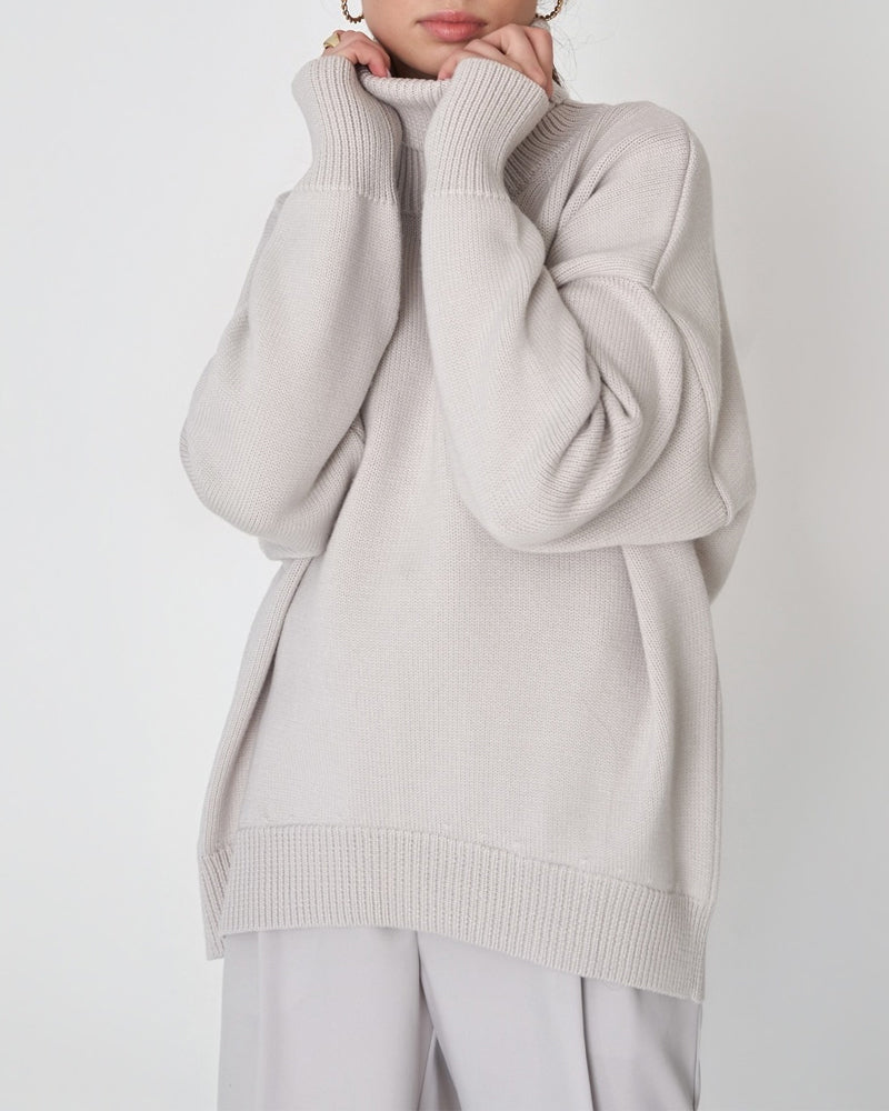 Women's Relaxed Winter Knit Roomy Turtleneck Pullover