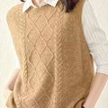 Women's Round Neck Cable Knit Sleeveless Layering Vest