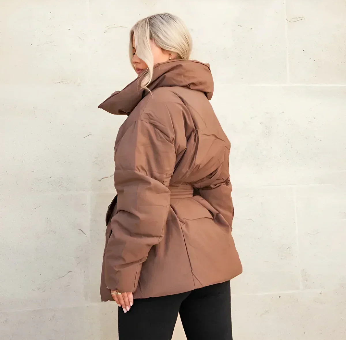 Women's Tie-Waist Padded Winter Coat