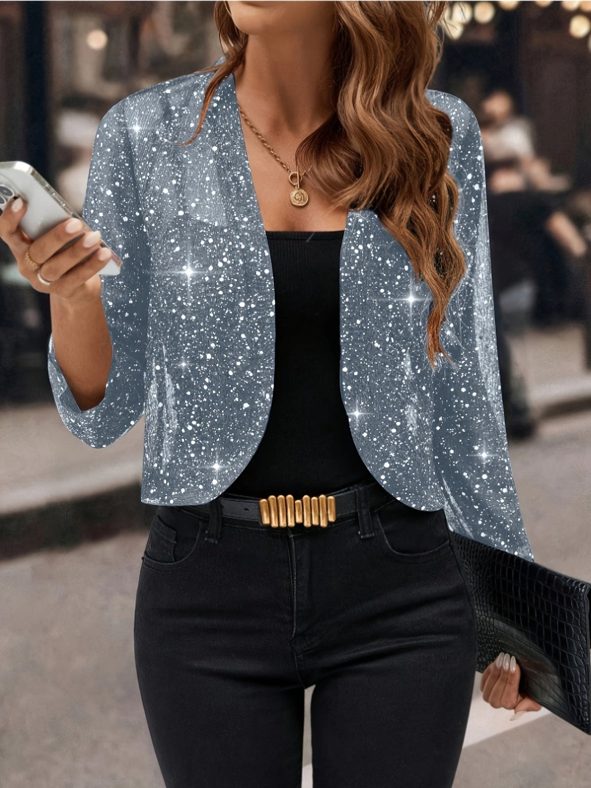 Women's Soft Shimmer Short Open Jacket