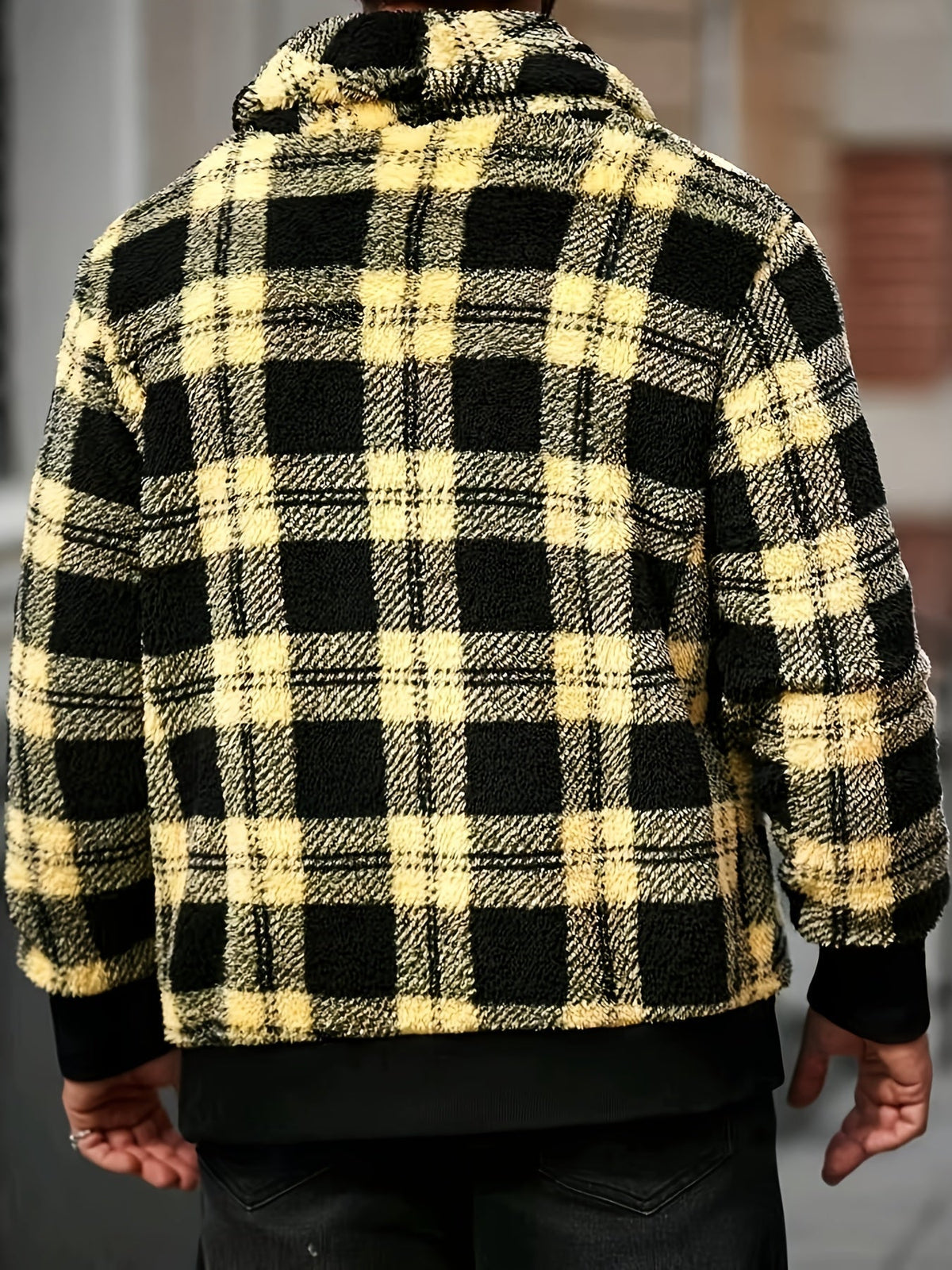 Men's Brushed Checked Coat with Soft Relaxed Fit