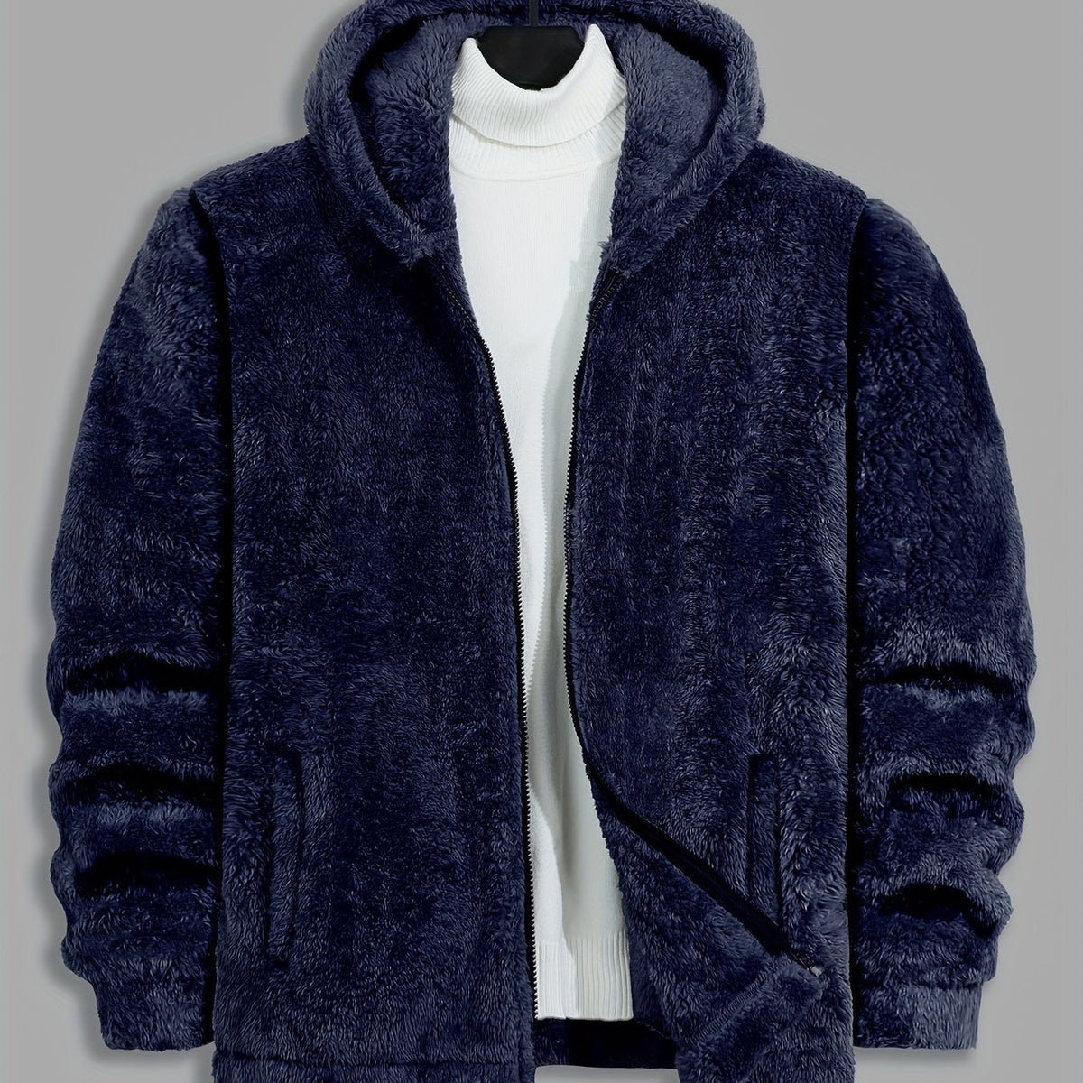 Men's Plush Soft Zip Hooded Coat