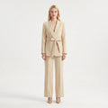 Women's Shawl Lapel Belted Blazer Wide Leg Pantsuit