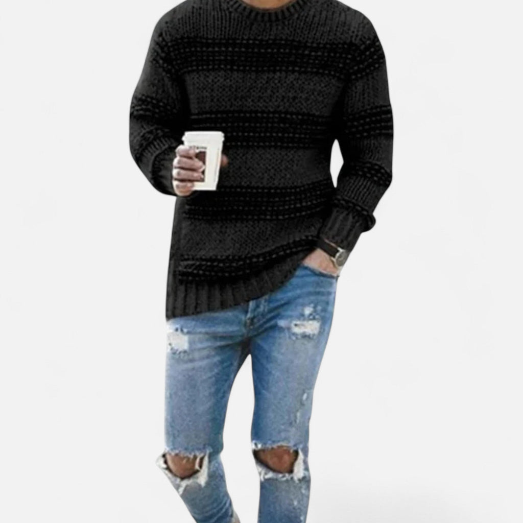 Men's Classic Mid-Weight Crewneck Winter Knit Pullover