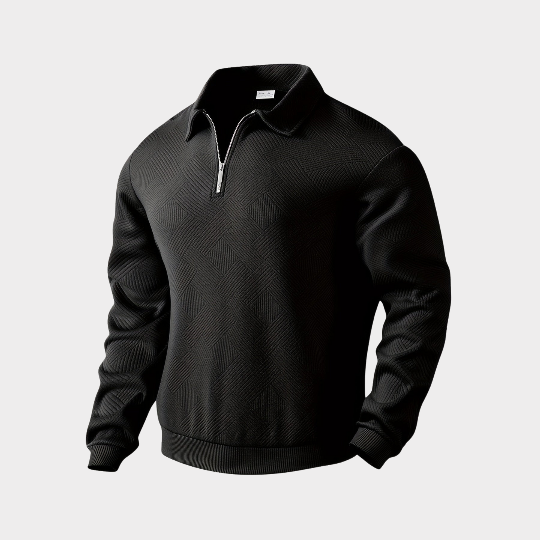 Men's Smart Casual Textured Half-Zip Pullover Top