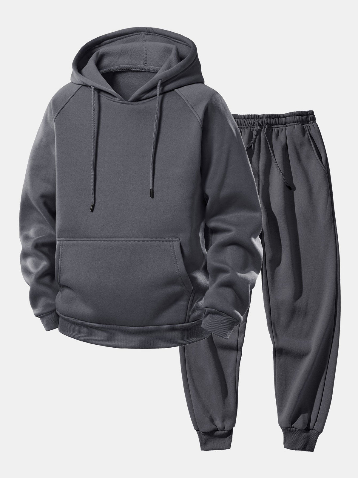 Men's Raglan Sleeve Drawstring Hoodie Jogger Tracksuit