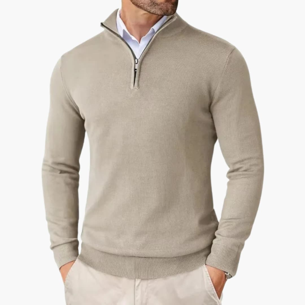 Men's Smooth Finish Quarter-Zip Knit Pullover