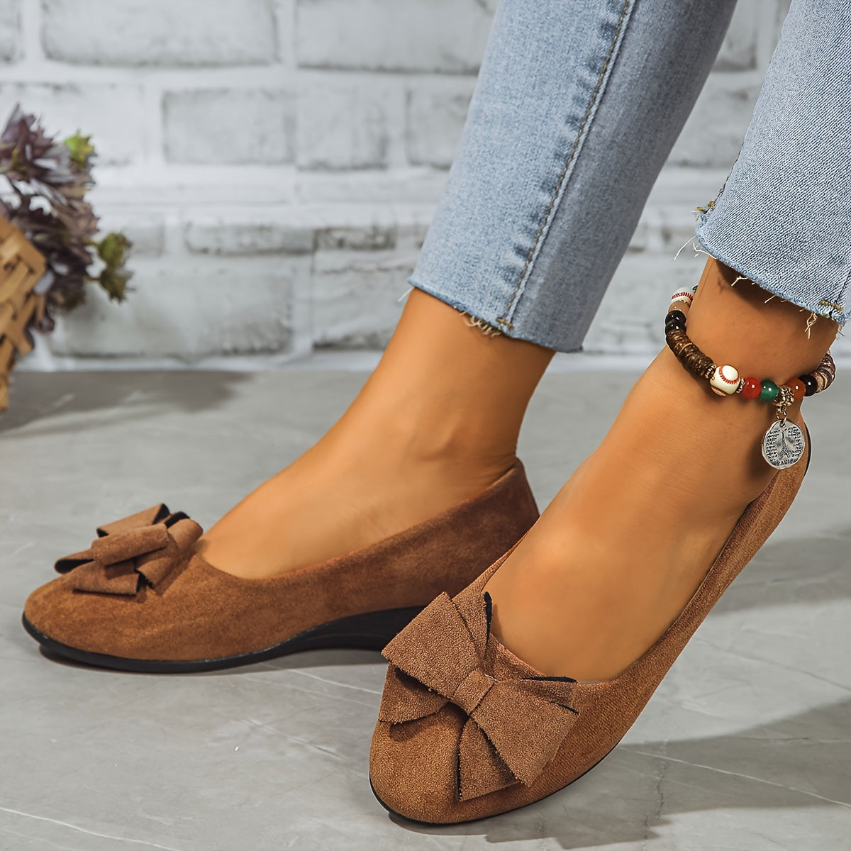 Women's Orthopedic Ballet Flats with Bow Detail