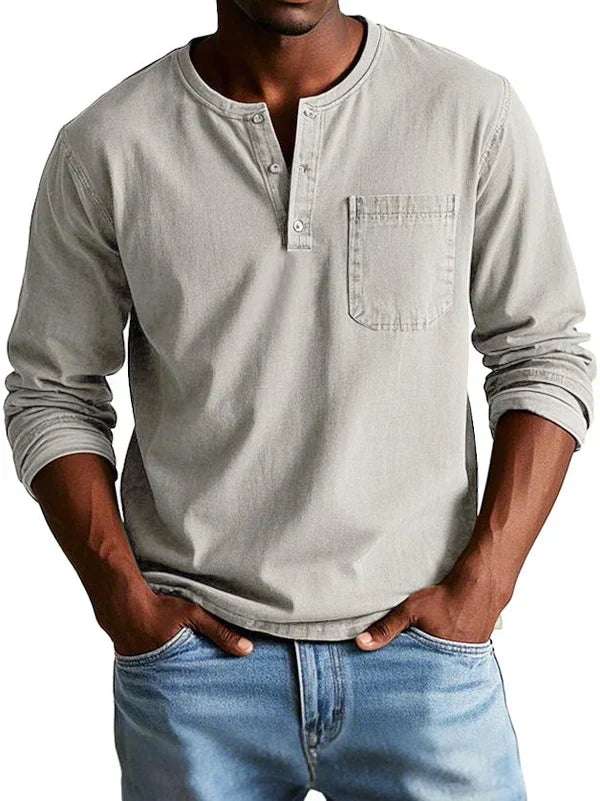 Men's Long Sleeve Casual Henley Layering Shirt