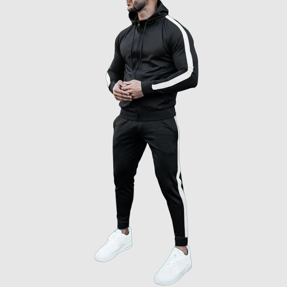 Men's Side Stripe Zip Jacket Pants Sweatsuit