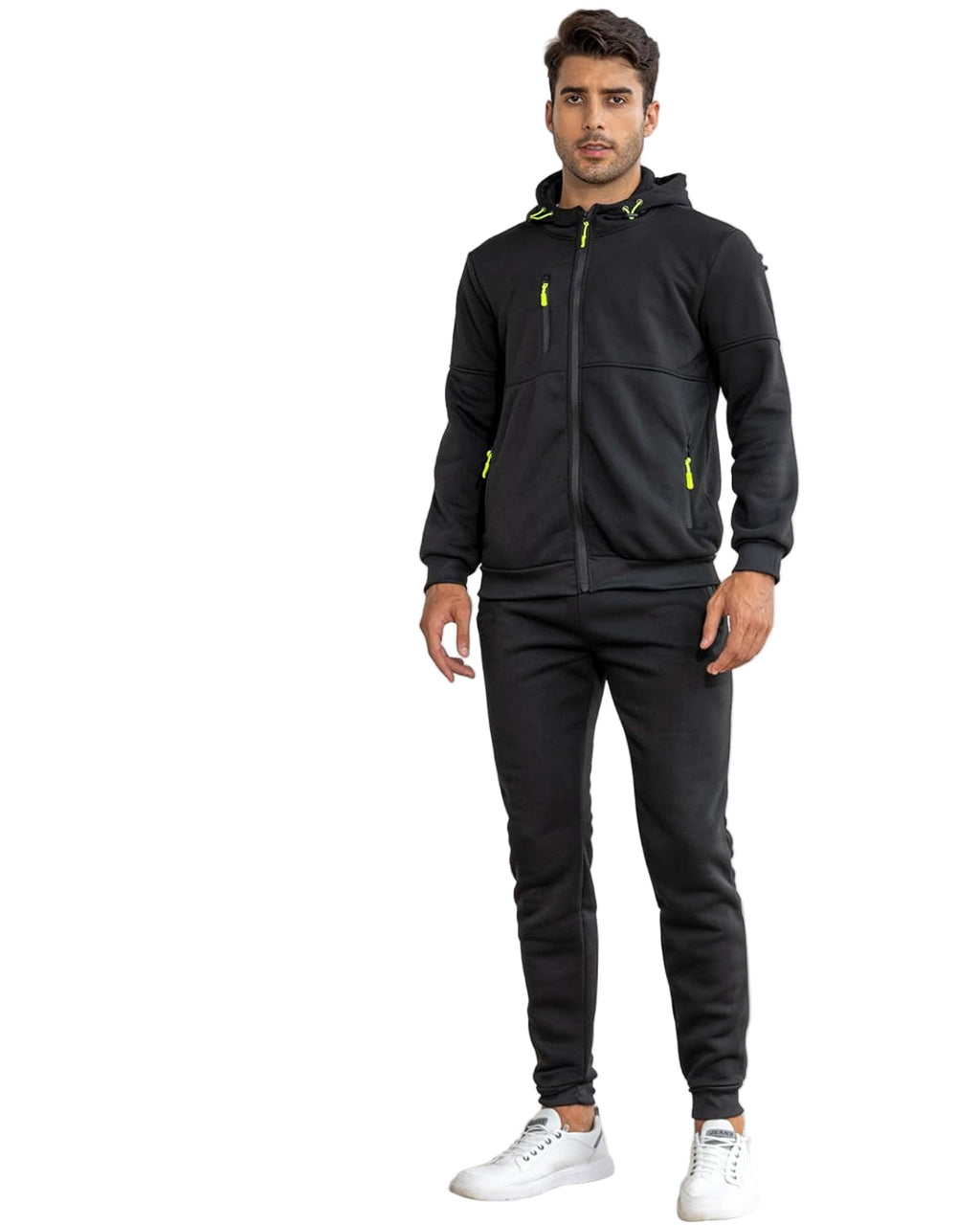 Men's Zip-Front Hooded Jacket and Tapered Jogger Sweatsuit