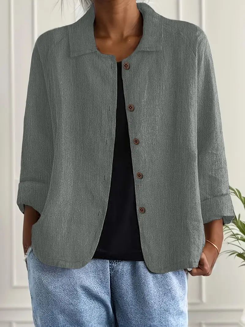 Women's Relaxed Button-Up Lightweight Everyday Jacket