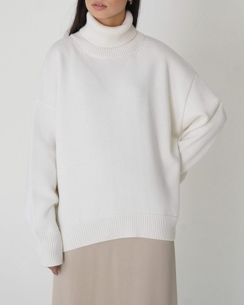 Women's Relaxed Winter Knit Roomy Turtleneck Pullover