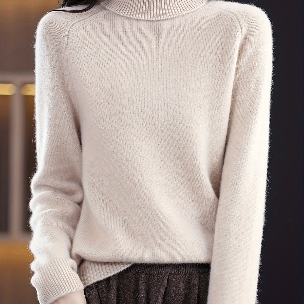 Women's Loose-Fit Soft Turtleneck Knit Pullover