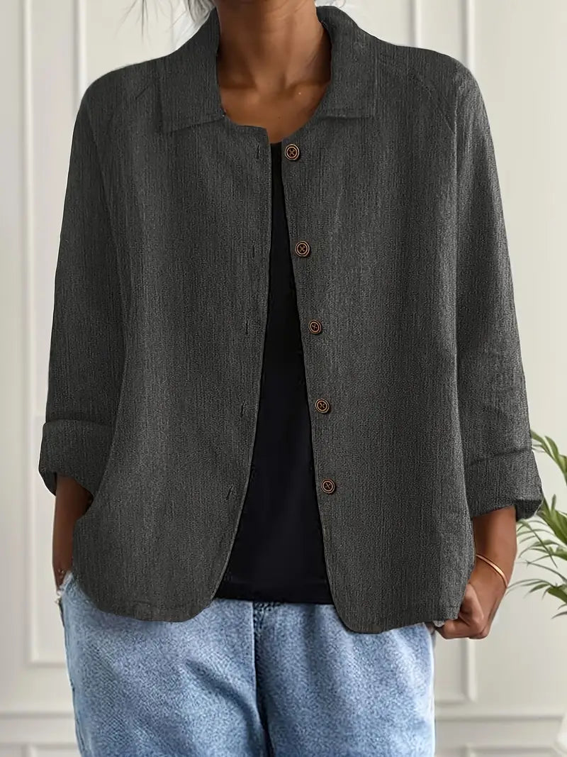Women's Relaxed Button-Up Lightweight Everyday Jacket