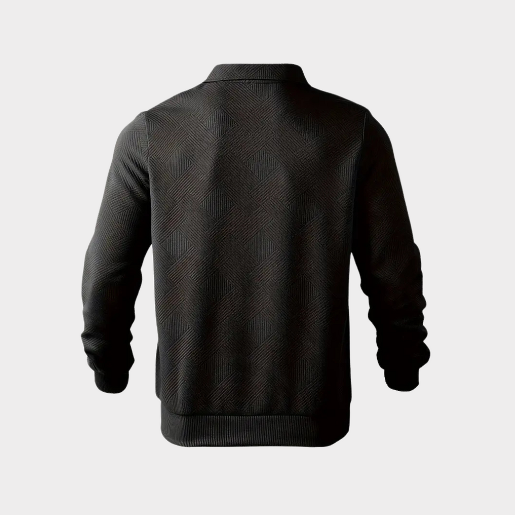 Men's Smart Casual Textured Half-Zip Pullover Top
