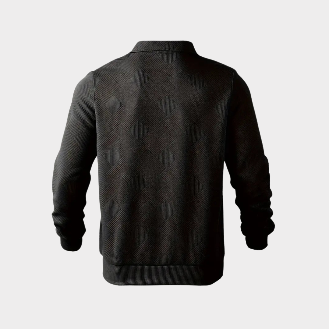 Men's Smart Casual Textured Half-Zip Pullover Top