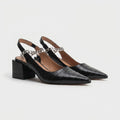 Women's Chunky Mid Block Heel Pointed Slingback Pumps