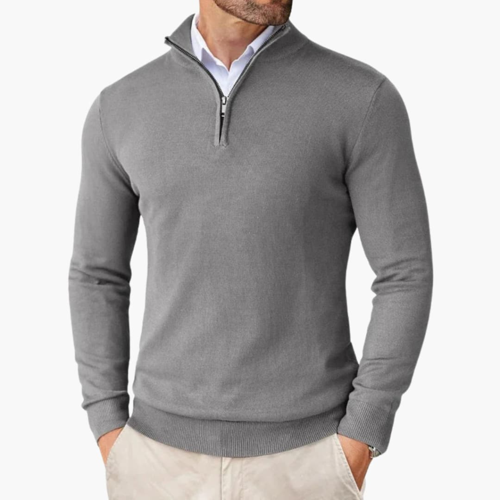 Men's Smooth Finish Quarter-Zip Knit Pullover