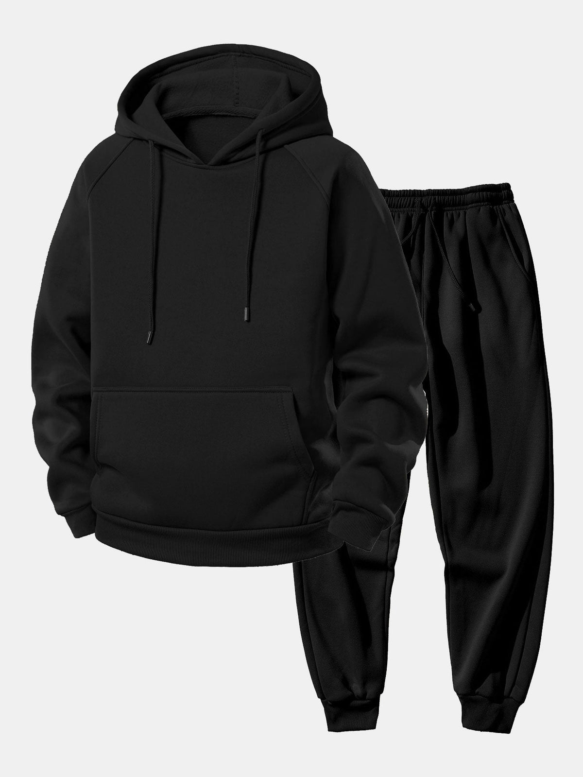 Men's Raglan Sleeve Drawstring Hoodie Jogger Tracksuit