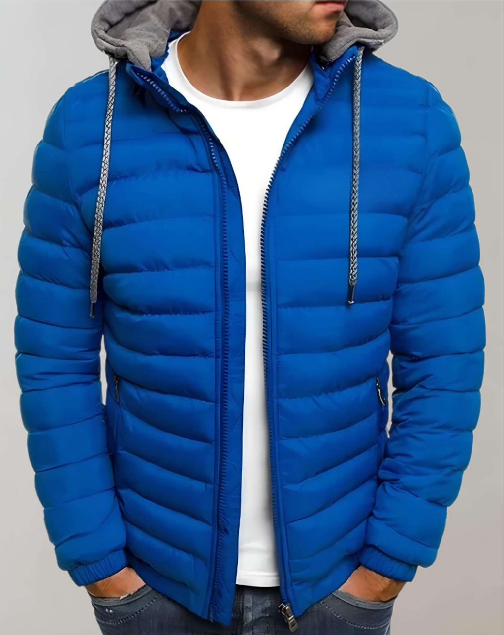 Men's Hooded Padded Coat with Elastic Cuffs
