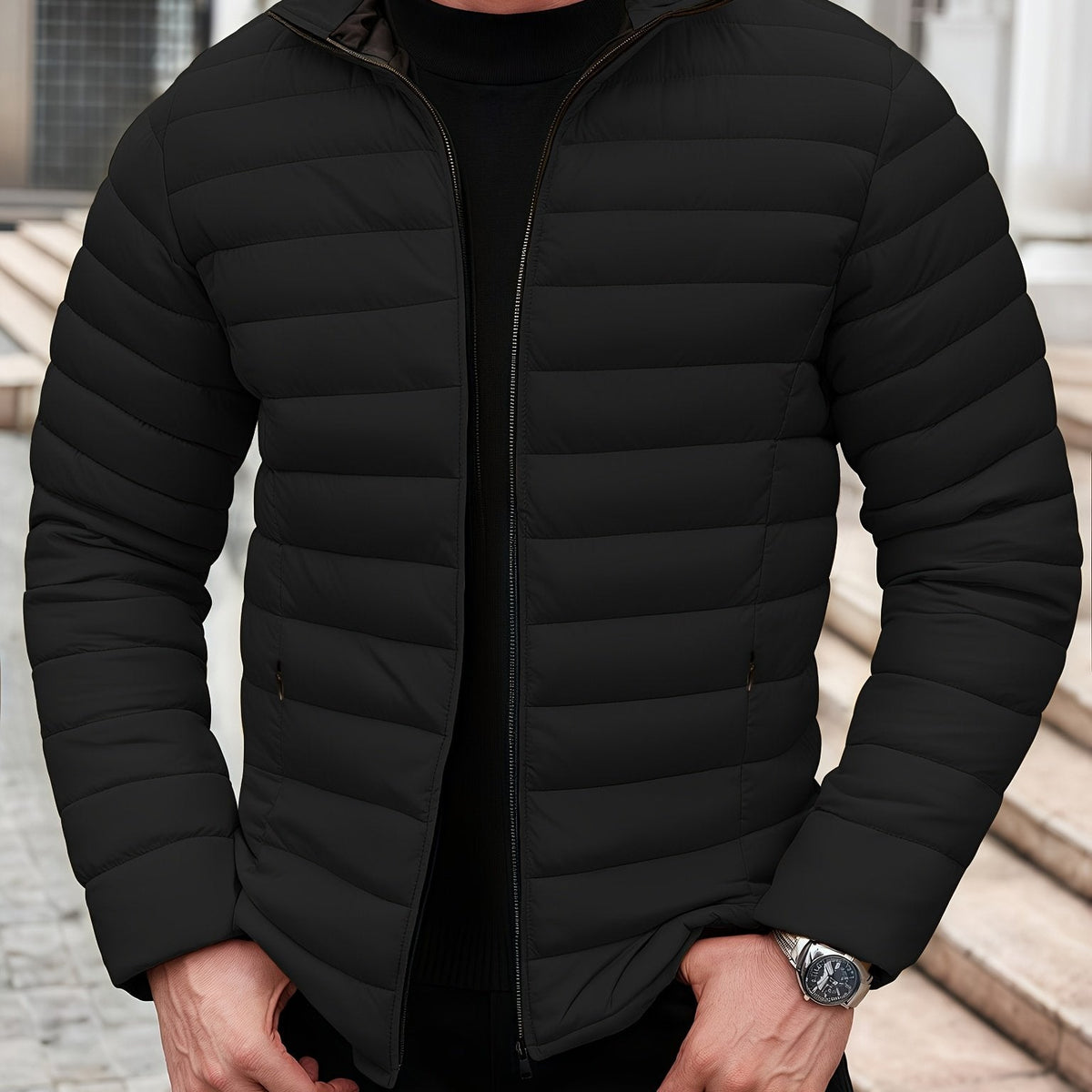 Men's Light Quilted Coat for Cool Weather Layering