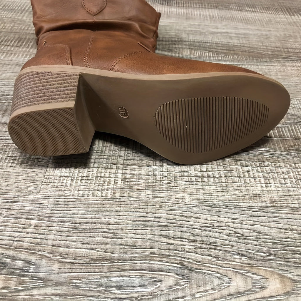 Women's Slouchy Western Cowgirl Boots for Wide Calves