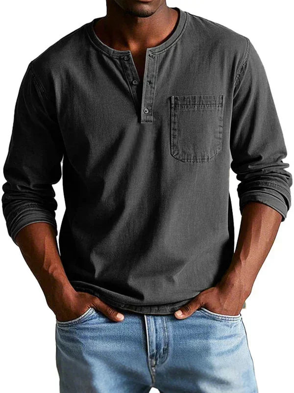 Men's Long Sleeve Casual Henley Layering Shirt