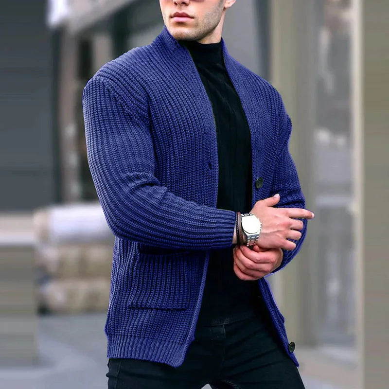 Men's Open Neck Lightweight Knit Cardigan with Roomy Pockets