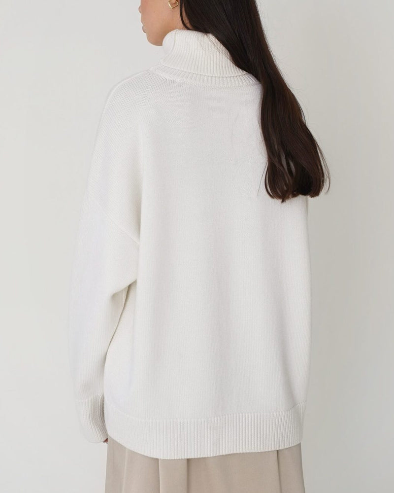 Women's Relaxed Winter Knit Roomy Turtleneck Pullover