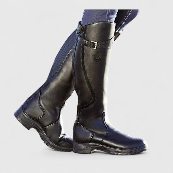 Women's Sleek Structured Buckle Accent Boots