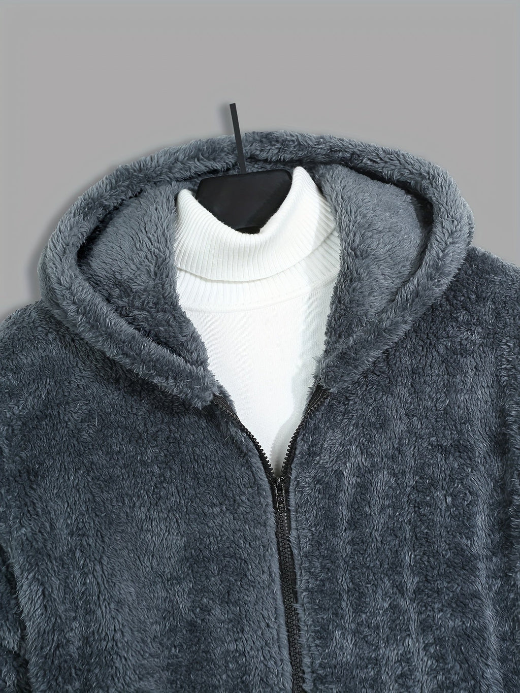 Men's Plush Soft Zip Hooded Coat