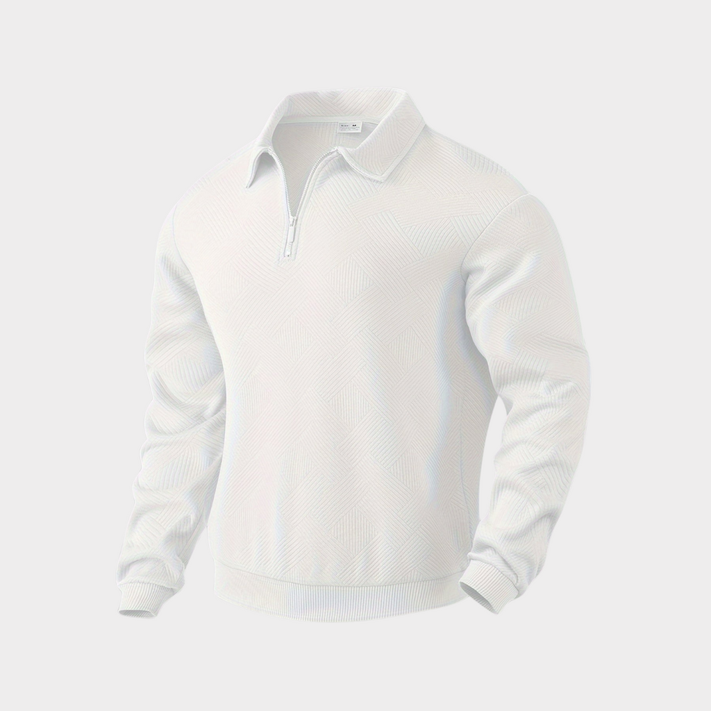 Men's Smart Casual Textured Half-Zip Pullover Top