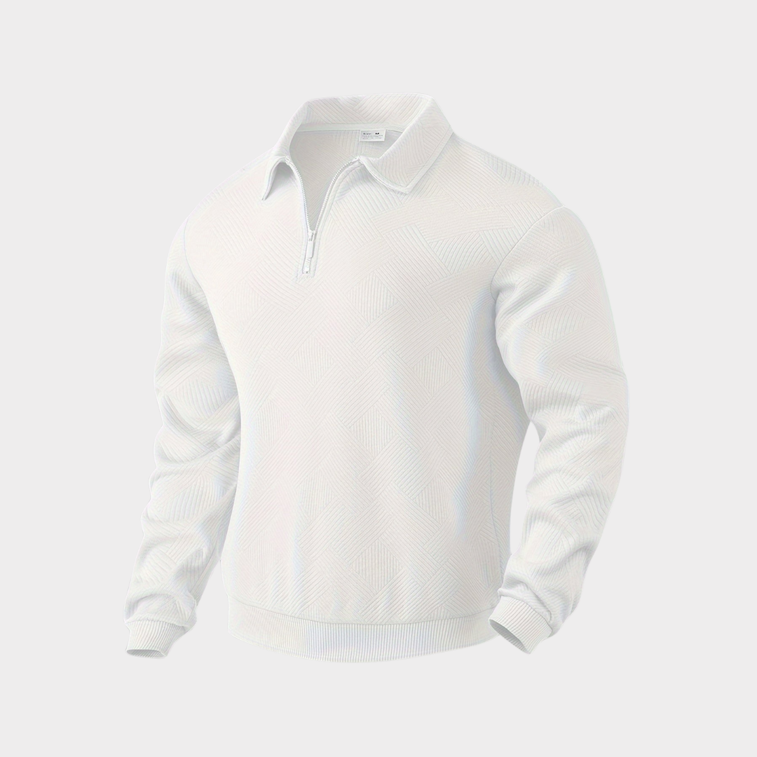 Men's Smart Casual Textured Half-Zip Pullover Top