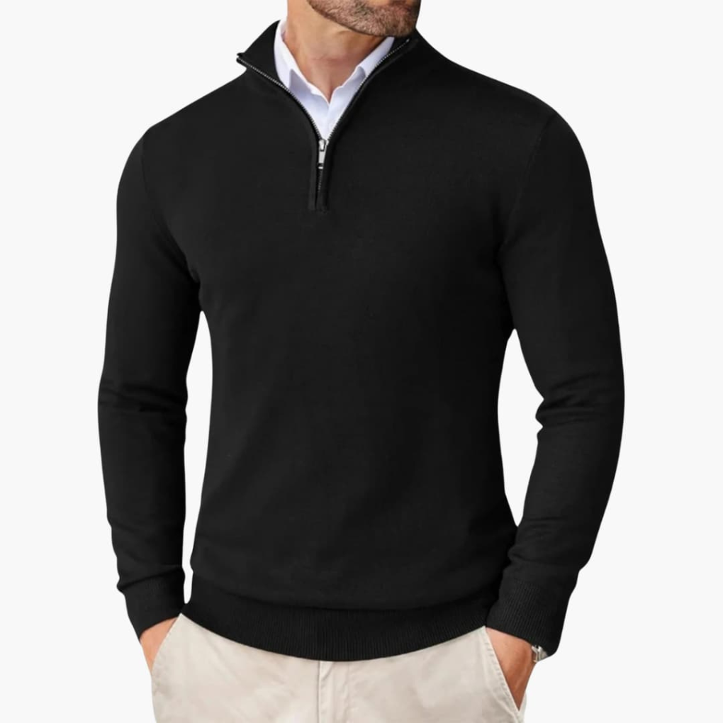 Men's Smooth Finish Quarter-Zip Knit Pullover