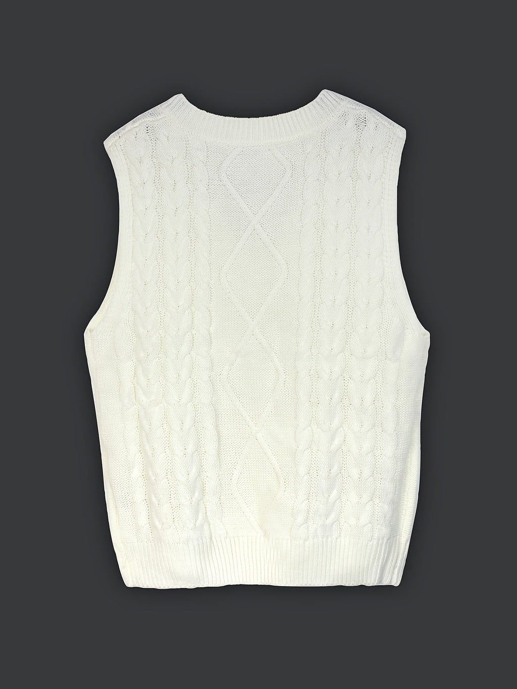 Women's V-Neck Cable Knit Sleeveless Sweater Vest