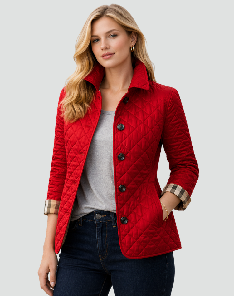 Women's Diamond Quilted Button-Up Everyday Coat