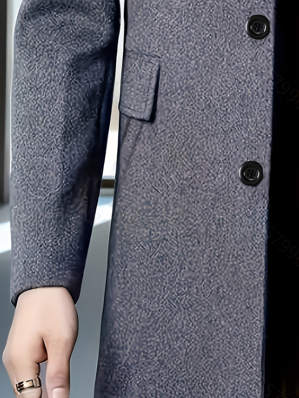 Men's Single-Breasted Refined Topcoat with Side Pockets