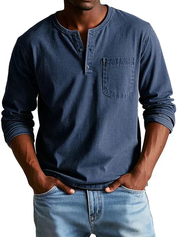 Men's Long Sleeve Casual Henley Layering Shirt