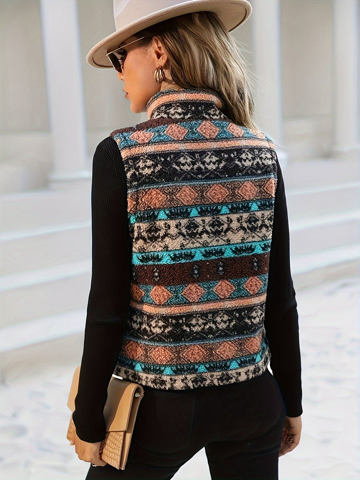 Women's Zip Front Patterned Gilet