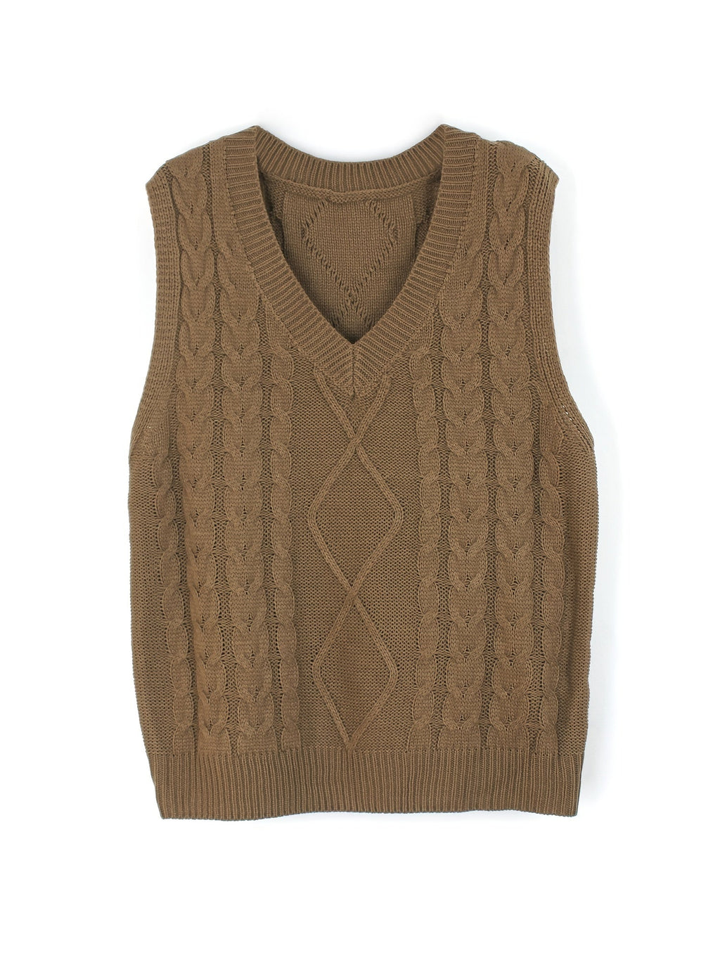 Women's V-Neck Cable Knit Sleeveless Sweater Vest